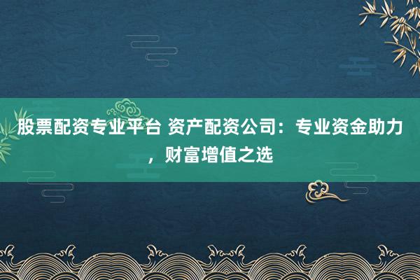 股票配资专业平台 资产配资公司：专业资金助力，财富增值之选