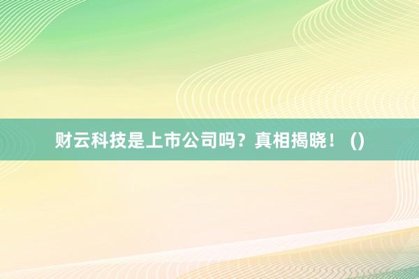 财云科技是上市公司吗？真相揭晓！ ()